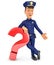 3d policeman leaning against question mark