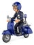 3D Policeman riding a scooter motorcycle
