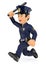 3D Policeman running with baton in hand