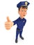 3d policeman standing with thumb up