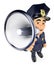 3D Policeman talking on a megaphone