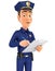 3d policeman writing on notepad