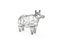 3D polygonal illustration of cow made of wire figure