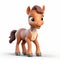 3d Pony Model: Cartoon-like Horse Baby In Pixar Style