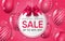 3d poster of Sale to 50 percent off label with bow in realistic design