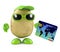 3d Potato character pays by debit card