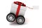 3d present box with red bow on wheels