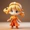 3d Printed Anime Girl In Orange Outfit: Miki Asai Inspired Character Design