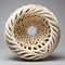 3d Printed Art Spiral Bowl With Intricate Weaving And Detailed Feather Rendering