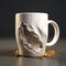 3d Printed Gold Shaped Coffee Cup With Disintegrated Naturalistic Rendering