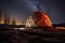 3d-printed mars habitat dome under starry sky