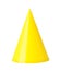 3d printed model of cone from yellow printer filament. on white.