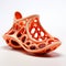 3d Printed Orange Shoe With Organic Forms And Cell-like Layers