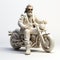 3d Printed Photorealistic Motorcycle Figure: John On A White Background