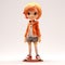3d Printed Shoujo Manga Style Figurine Of A Girl In Orange Jacket