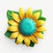 3d Printed Sunflower: Cyan Flower 3d Icon With Hand-painted Details