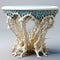 3d Printed Table With Natural Structures In Beige And Azure