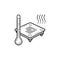 3D printer heated bed hand drawn outline doodle icon.