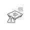 3D printer heated bed warning hand drawn outline doodle icon.