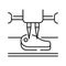 3d printer prints meat black line icon. 3d printer recreating a pice of meat. Innovation. Biotechnology and bioengineering.