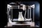 3d printer, with robotic arm moving in precise movements to 3d print object