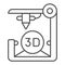 3D printer thin line icon. 3D print vector illustration isolated on white. 3d future technology outline style design