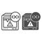 3D printer warning line and glyph icon. Error printing vector illustration isolated on white. 3D printer alarm design