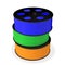 3d printing filament spools stacked 3d rendering