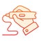 3d printing pen in hand flat icon. Hand holding 3d pen orange icons in trendy flat style. 3d drawing tool gradient style