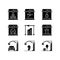 3d printing process black glyph icons set on white space