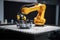 3d printing robot at work, building intricate mechanical parts in rapid succession