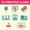 3D Printing Vector Icons in Flat Design Style