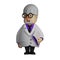 3D Professor Cartoon Illustration with an iconic white jacket