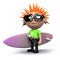3d Punk with surfboard
