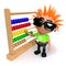 3d Punk teen cartoon character counts with an abacus