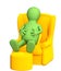 3d puppet, having a rest in a soft armchair