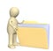 3d puppet, opening folder with documents