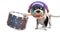 3d puppy dog with spots in spacesuit beating on a drum, 3d illustration