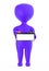 3d purple character holding a battery with red color positive and black color negative marking