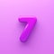 3D Purple number 7 with a glossy surface on a purple background .