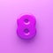 3D Purple number 8 with a glossy surface on a purple background .