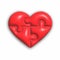 3d puzzle of the heart. The heart consists of four red puzzle elements