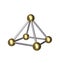 3D Pyramid gold ball and silver rod