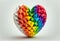 3d rainbow LGBTQ heart on isolated white background. Generative ai