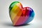 3d rainbow LGBTQ heart on isolated white background. Generative ai