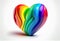 3d rainbow LGBTQ heart on isolated white background. Generative ai