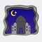 3d Ramadan greeting card with crescent in deep blue night sky and mosque. Arabic ornament. Ramadan Kareem festival