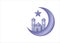 3d Ramadan Kareem blue pastel background, Islamic design, crescent moon, realistic 3d mosque, and star . Vector illustration.