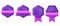 3D rank medial, vector game UI badge trophy, purple hexagon award quality icon set, pink ribbon.