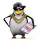 3d Rapper penguin holds Euro notes